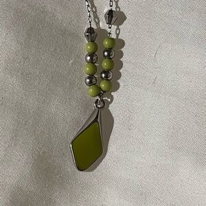 Lia Sophia Silver Necklace with Green Pendant